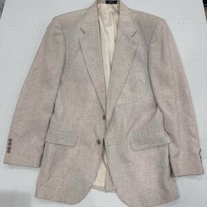 David Taylor Blazer Rayon Polyester Linen Blend Cream Sz 38